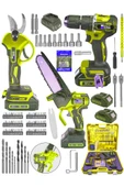 3 lü Set XR LI-ION Batarya Kömürsüz Motor Çift Akülü Şarjlı Matkap Şarjlı Sarı - 2