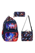 İlkokul Çantası Sonic 3'lü Set 42*30 Cm Beslenme Çantası Kalem Kutusu Ortopedik Erkek Çocuk - 1