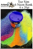 Neon Fosforlu Toz Sim 6 Renk 120 gr 2 Adet Tuzluklu Karışık 6 lı Renkli Canlı Neon Toz Sim Büyük Epoksi Reçine - 2