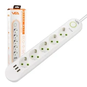 Vea VA-21562 5'Li 3 USB'li 1.5 Metre Akım Korumalı Priz Beyaz - 4