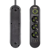 Vea VA-21557 3'Lü 3 USB'li 1.5 Metre Akım Korumalı Priz Siyah - 2