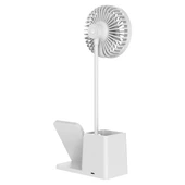 S-Link SL-M9055 10 Watt Kablosuz Şarj İstasyonlu Fanlı Kalemlikli Masa Lambası (Beyaz) - 2