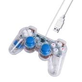 Powermaster UCOM-704 Kablolu Double Shock Joypad Oyun Kolu Gamepad Şeffaf Işıklı - 1
