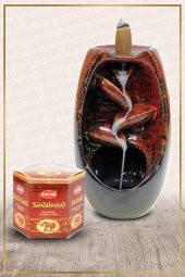 Geri Akışlı Şelale Temalı Kırmızı Tütsülük No:17 Ve Sandalwood Konik Tütsü 40 Adet - 1