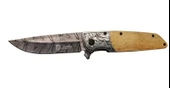 A2150c Kahve Kamp Çakısı 21cm- Manuel, Ahşap İşlemeli Sap,kemerlikli - 1