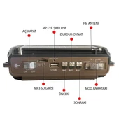 Puxing PX-777 Portatif Analog Radyo FM-USB-SD-AUX-Bluetooth Lityum Pilli Solar Güneş Panelli - 3