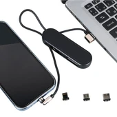 Powermaster PM-25906 Siyah 3İn1  (Type C- Lightning- Micro Usb) Manyetik Uç Taşınabilir Şarj Kablosu - 1