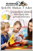 Şekilli Makas Metal Plastik Kaplamalı 3 lü 1 Paket Desenli Tırtıklı Şekilli Kesen Makas Seti Güvenli Çocuk Okul Öncesi - 4