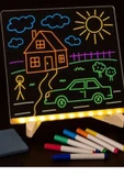 Neon Işıklı 7 Renk Işık Boyama Kalemli Led Resim Panosu Boyama Tahtası Kalemleri 20 X 20 - 4