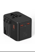 25w Evrensel Seyahat Adaptörü, Eu/us/uk/au Priz Dönüştürücü, 1x Usb, 2x Type-c Hızlı Şarj - 1