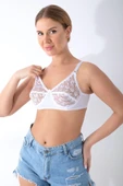 Beyaz Dantelli Toparlayıcı Sütyen - 506 - 2