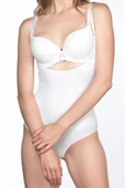 Beyaz Açık Göğüs Çıtçıtlı Dikişsiz Korse - 756 - 3