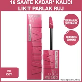 Maybelline New York, Super Stay Vinyl Ink, Likit Parlak Ruj - 20 Coy - 1