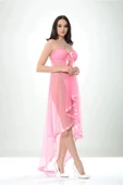 Pembe Petli Tül Şifon Gecelik - 230 - 2