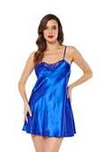 Saks Mavi Saten Gecelik - M-264 - 1