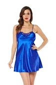 Saks Mavi Saten Gecelik - M-264 - 2