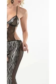 Zebra Desenli Lame Vücut Çorabı-490 - 2