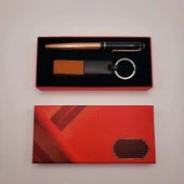 Deri Metal Anahtarlık Ve Roller Kalem - 1