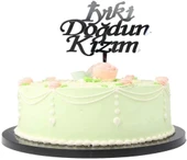 İyiki Doğdun Kızım Yazılı Doğum Günü Partisi Pleksi Pasta Süsü Gümüş Renk - 1