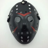 Siyah Renk Kırmızı Çizgili Tam Yüz Hokey Jason Maskesi Hannibal Maskesi - 6