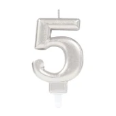 5 Rakam Mum Gümüş Renk - 1