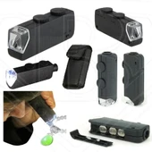 Mini 60x 100x Zoom Lens Odak Takı Led Cep Mikroskop Büyüteç - 2