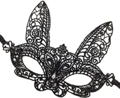 Siyah Renk Dantel Kesim Dantel İşlemeli Balo Parti Maskesi 7 No thumbnail 3