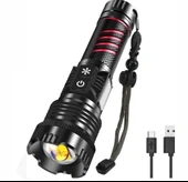 Br-6800 Zoomlu 30w  El Feneri Cob Led 8 Fonksiyonlu C-tip Şarj Edilebilir Powerbank Taktik El Feneri - 1