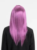 Rose Pembe Renk Düz Kesim Uzun Parti Peruğu Takma Saç - 2