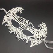 Beyaz Renk Dantel Kesim Dantel İşlemeli Balo Parti Maskesi 1 No thumbnail 2