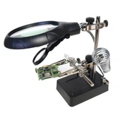 Masa Üstü Mandallı ,2.5x90mm, 7.5x34mm Mercekli ,adaptörlu Işıklı Büyüteç - 5