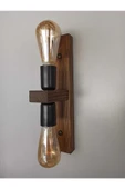 avizemguzel Lara Ahşap Rustik Modern 2 Li Duvar Aplik - 2