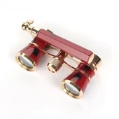 Nefis Işlemeli, Tiyatro / Opera Dürbünü 3x25 Prinç Metal Kaplamalı Retro Kahverengi - 3