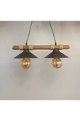 avizemguzel Nova Ahşap Halatlı Modern 2 Li Sarkıt Avize - 1