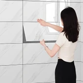 Beyaz Mermer Desenli Alüminyum Plastik Duvar Sticker - 1