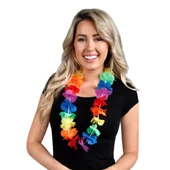 Hawaii Çiçekli Boyun Kolyesi - Renkli Tropikal Parti Leisi - 5