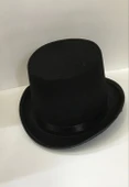Yetişkinler İçin Siyah Renk Ringmaster Sihirbaz Şapkası Fötr Şapka 15 Cm thumbnail 4