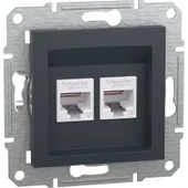 Schneider Asfora Antrasit İkili RJ45 Cat6 Priz - 1