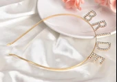 Altın Gold Renk Bekarlığa Veda Kristal Taş Bride Tacı İthal 16x10 Cm - 4