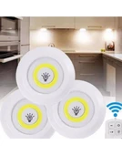 Uzaktan Kumandalı 3 Lü Spot Led Lamba Kablosuz Pilli Işıldak - 1