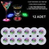 Renkli Led Işıklı Bardak Altlığı - Dekoratif (12 Adet, Pilli) - 1
