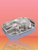 Relaxion Üç Bölmeli, Kapaklı, Paslanmaz Çelik, Lila Yemek Saklama ve Taşıma Kabı/Kutusu 1000 Ml. (465) - 4