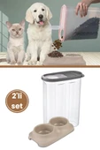 Evcil Hayvan Kedi Köpek Mama Erzak Saklama Kabı ve Mama Su Kabı 2’li Set - 1