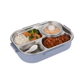 Relaxion Üç Bölmeli, Kapaklı, Paslanmaz Çelik, Lila Yemek Saklama ve Taşıma Kabı/Kutusu 1000 Ml. (465) - 1