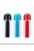 Mucit Home  Renkli Ilaç Kutulu Matara Suluk 600ml 7 Günlük Hap Kutusu Organizer Spor Sızdırmaz Su Şişesi - 1