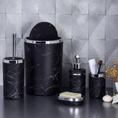 Mucit Home 5 Parça Siyah Mermer Granit Desenli Yuvarlak Akrilik Banyo Seti (22-SYH-G) - 1