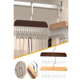 Mucit Home 8 Kancalı Askı Çok Fonksiyonlu Ahşap Kemer Kravat Eşarp Dolap Askısı - 2