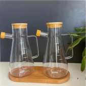 Mucit Home   Bambu Yağdanlık Standı Doğal Ahşap 2 Bölmeli Yağdanlık Altı thumbnail 2