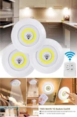Mucit Home  Uzaktan Kumandalı Yapışkanlı Kablosuz Pilli Led 3'lü Spot Lamba Spot Led - 2