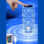 Mucit Home  Dokunmatik Kristal LED RGB Masa Lambası-Uzaktan Kumandalı Dekorasyon Lambası-USB Şarjlı - 1